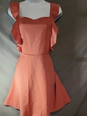 Chic Sleeveless Ruffle Dress in Terracotta